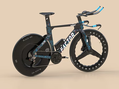 Factor Aero Road Bike With Blue Graphics Aero Bars And Branded Wheels 3d model