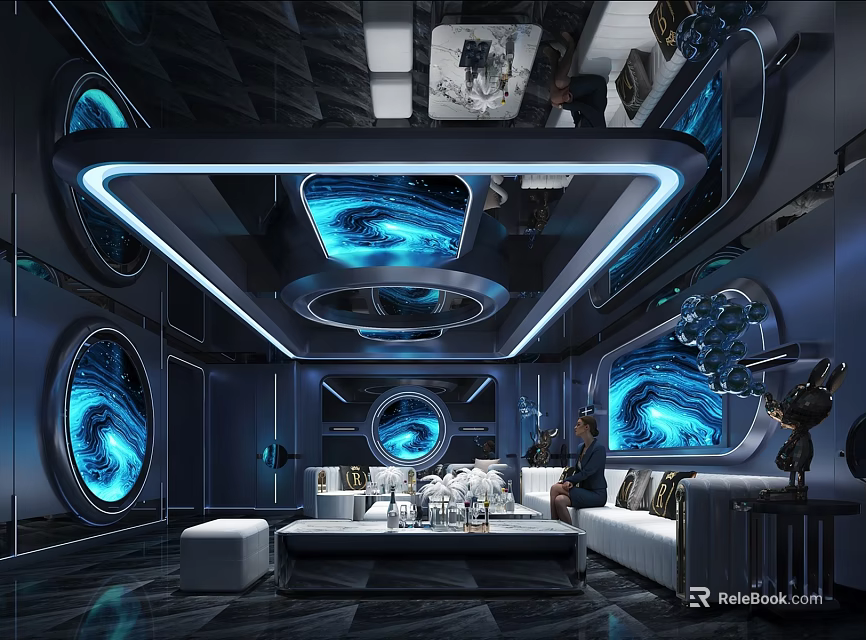 Sci Fi Themed KTV Room With Starry Sky Decor And Modern Interiors 3d model