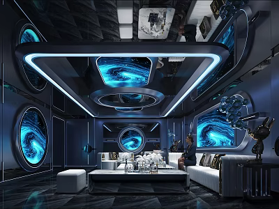 Sci Fi Themed KTV Room With Starry Sky Decor And Modern Interiors 3d model