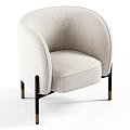 Modern Single Accent Chair With Light Fabric Curved Armrest And Black Metal Legs