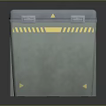 Gray Home Storage Box Featuring Blue Lid Yellow Warning Signs And Yellow Stripes