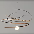Modern Curved Spiral Pendant Light With Black Gold Lines And Round Bulb Design