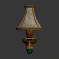 Vintage Wall Lamp Furniture Featuring Beige Lampshade Brass Stand And Green Decorative Base