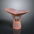 Rustic Wooden Stool With Heart Shaped Seat And Carved Openwork Base