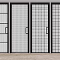 Modern Hinged Doors With Black Frames And Various Glass Panel Designs For Interior