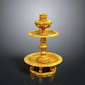 Golden Two Tiered Candle Holder With Decorative Base And Carved Details