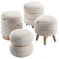 Soft Fluffy Ottoman Stools With Wooden Legs For Modern Living Room Decor