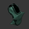 3D Rendered Green Ghost Character With Large Eyes And Open Mouth