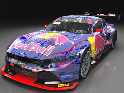Red Bull Blue Racing Car Modified Exterior Design With Aerodynamic Features 3d model