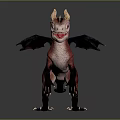 Red Dragon Fantasy Creature With Black Wings Yellow Horns And Sharp Claws 3d model
