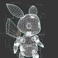 Yellow Mechanical Game Character With Hollow Eyes And Mechanical Ears