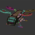 Red and Black Four Rotor Drone With Propellers And Landing Gear Structure Design