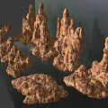 Natural Rock Formations With Brown Yellow Textured Spire like Clusters in Scenic Landscape