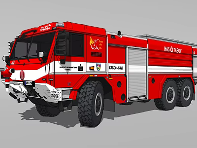 Red Fire Rescue Truck With Large Wheels And Emergency Equipment 3d model