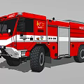 Red Fire Rescue Truck With Large Wheels And Emergency Equipment