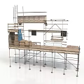 Construction Scaffolding Structure With Platforms Ladders And Metal Supports 3d model