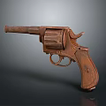 Vintage Revolver With Wooden Grip And Aged Metal Classic Design Weapon