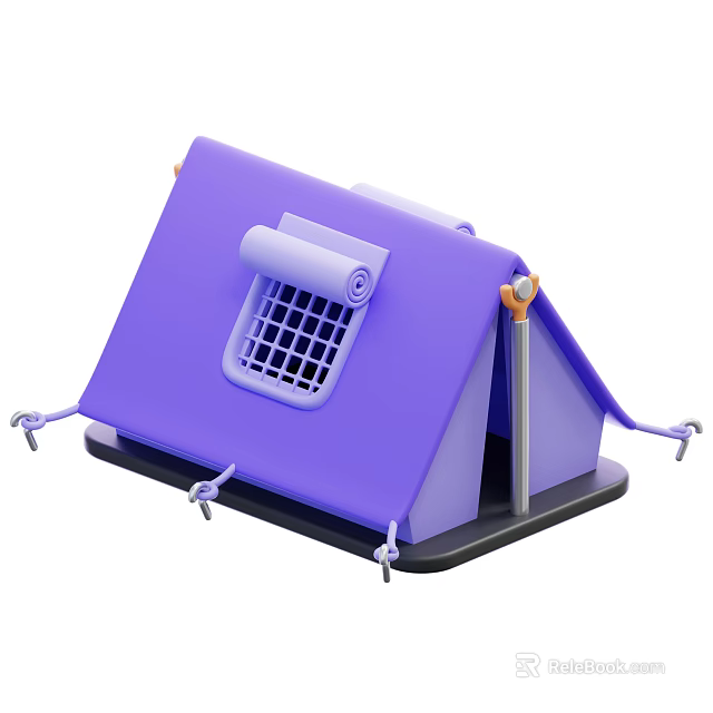 Purple Pet Litter Box With Tent Design Mesh Window And Stable Base 3d model 