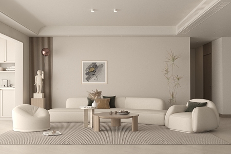 modern living room cream living room 3d model