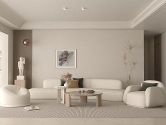 modern living room cream living room 3d model