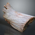Natural Wooden Log Section With Rough Surface Visible Growth Rings And Grain Patterns 3d model