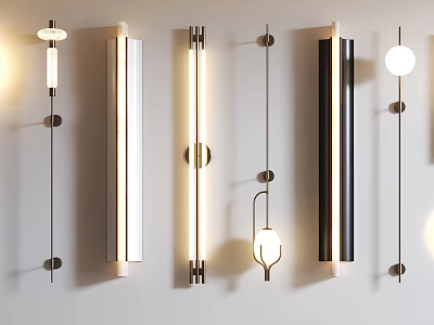 Modern Contemporary Lighting Combination With Various Wall Mounted And Pendant Lamp Styles 3d model
