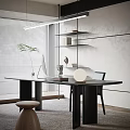 Minimalist Modern Home Office Interior Design With Spacious Desk Computer Shelves Blinds And Palm Plant