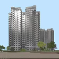 Modern High Rise Residential Buildings Exterior Design With Balconies Large Windows And Greenery