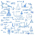 Educational Academic Wall Decor With Hand Drawn Math Science Blue Line Art