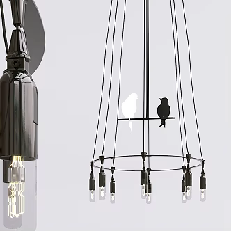 modern chandelier black bird chandelier 3d model