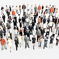 Crowd of Diverse People Standing in Various Poses With Different Clothing Styles