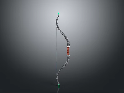 Modern Camouflage Bow Design With White String Brown Grip And Green Tips 3d model