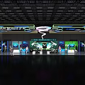 Modern Exhibition Booth With Large LED Screen Interactive Displays And Bright Lighting Design 3d model