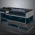 TraumaResc Emergency Building With Modern Glass Facade And Blue Layered Architecture Design
