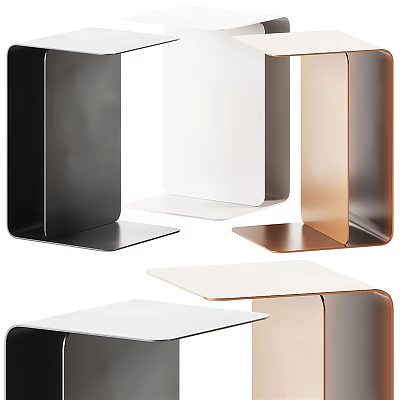 Modern Side Tables With Metal Frame And Smooth Top In Black White Copper Colors 3d model