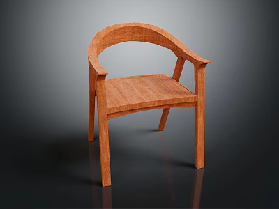 Sleek Wooden Chair With Curved Armrests And Natural Wood Grain Design 3d model