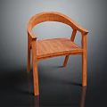 Sleek Wooden Chair With Curved Armrests And Natural Wood Grain Design