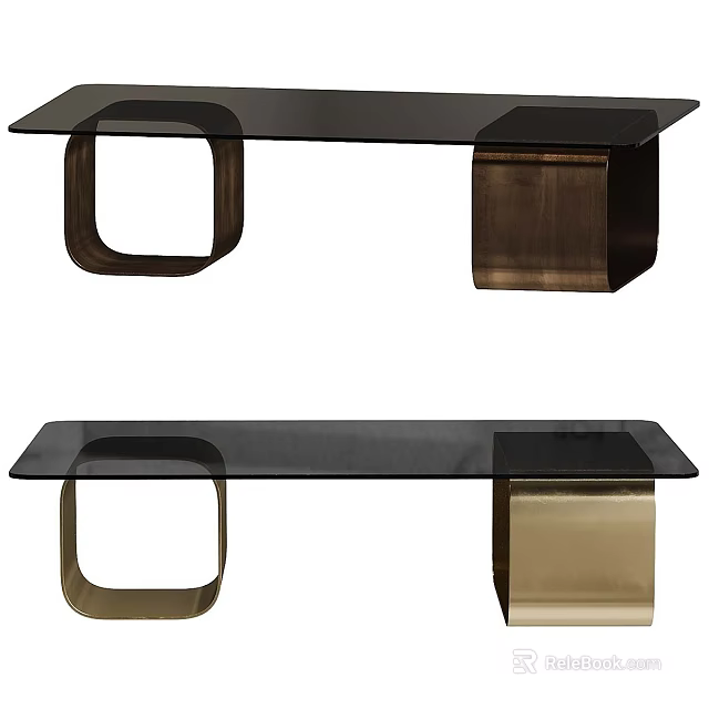 Modern Coffee Table With Glass Top And Stylish Brass Wooden Legs Design 3d model 