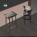 Stylish Woven Seat Bar Stools With Solid Wood Frame For Modern Home Kitchen Counter