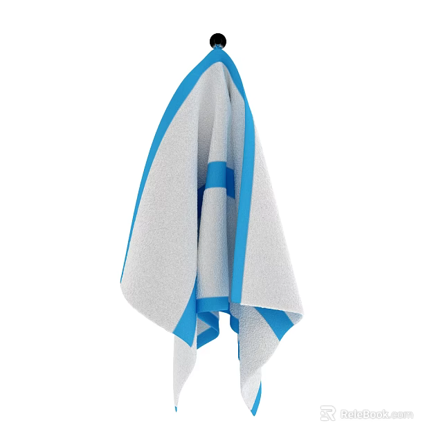 Modern Bathroom Cabinet With Blue And White Towel Hanging Design 3d model 