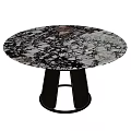 Modern Round Marble Dining Table With Three Metal Legs And Sleek Design 3d model