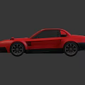 Red Two Door Sports Car Featuring Black Stripes Modern Design And Sleek Exterior