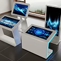 White Interactive Kiosk With Touch Screen Digital Display In Modern Interior 3d model