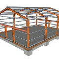 modern steel structure workshop 3d model