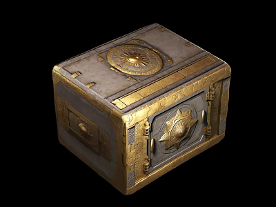 Ancient Decorative Chest With Golden Ornaments And Intricate Surface Patterns 3d model