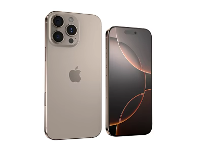 Apple iPhone Gold Color Smartphone With Triple Camera Back Apple Logo And Front Curved Screen 3d model