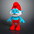 Smurf Plush Toy Character With Red Hat White Beard Blue Body And Red Pants