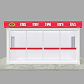 Mini Fire Station Structure With Red Roof White Exterior And Glass Display Windows