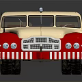 Red And White Vintage Toy Truck With Roof Racks And Small Orange Accessories