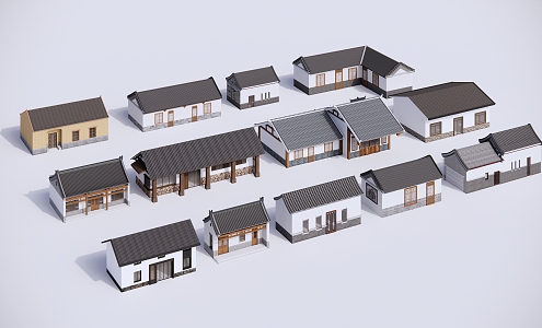 New Chinese Style Folk House Rural Folk House 3d model